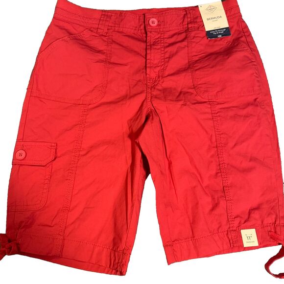 NWT SJB Red Bermuda Short Sz 6 Mid Rise Cotton Spandex 11" Inseam Women - Picture 1 of 9